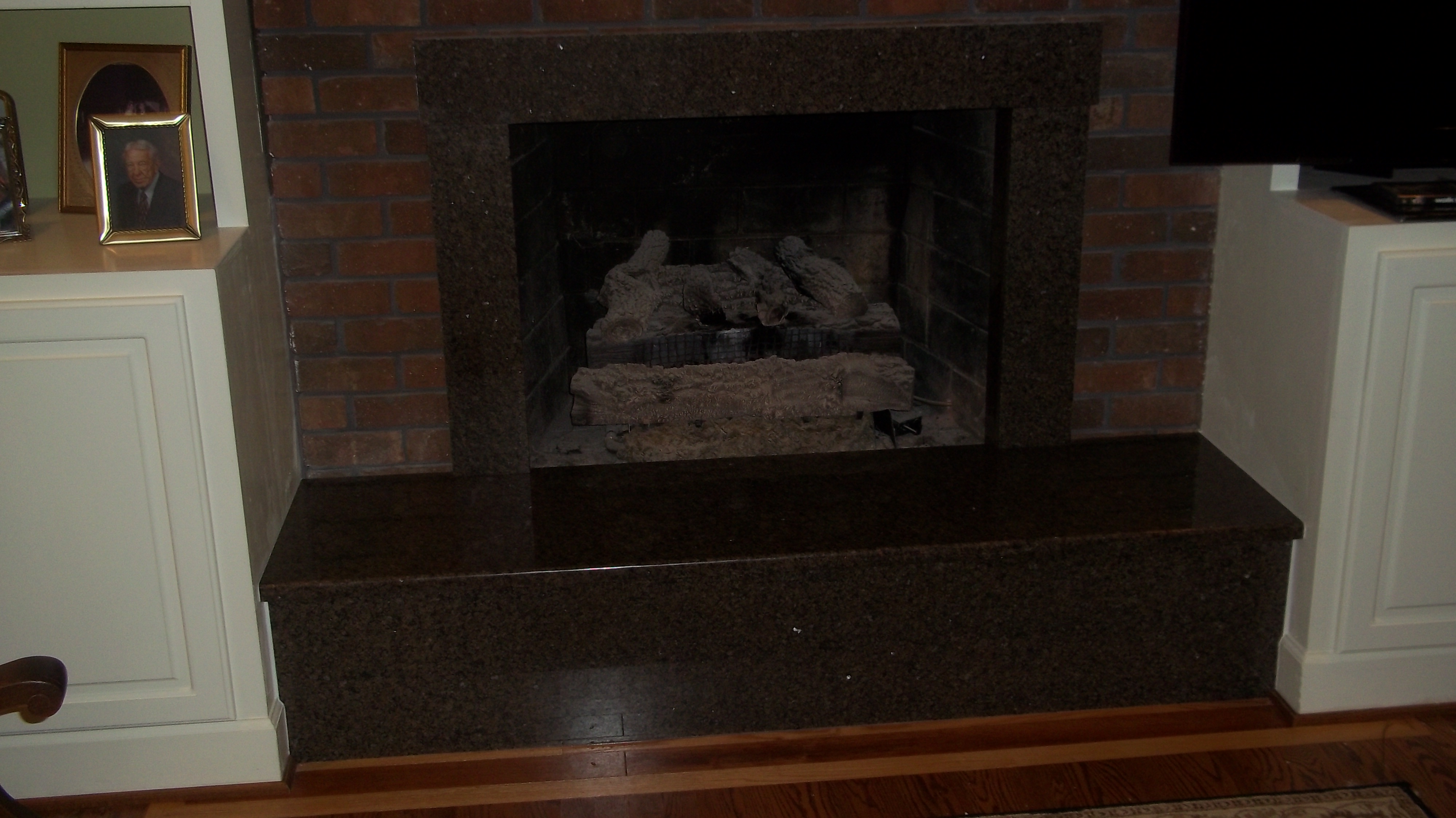 Custom stone fireplace surround